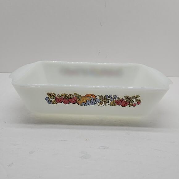 Vtg 1970 Anchor Hocking Fire King Nature's Bounty1-Qt Baking Dish Loaf Pan Fruit - Picture 4 of 9